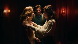 Allegra Masters Topless, Lesbian Kiss in TV show 'Strange Angel'