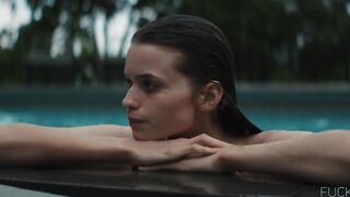 Abbey Lee, Riley Keough Nude, Pool, Bikini, Voyeur, Sex Scene, Masturbation in 'Welcome The Stranger'