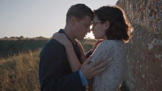 Lily James - The Dig (2021) celeb a topless scene from the movie
