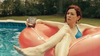 Callie Hernandez sexy, Carrie Preston topless. One of These Days (2020) Bikini Scene in the Pool and Naked Sex Scene