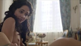 Tuppence Middleton naked - War and Peace (2016) Bedroom Topless Scene