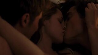 Kristen Stewart topless. On the Road (2012) Threesome Celebs Sex Scene